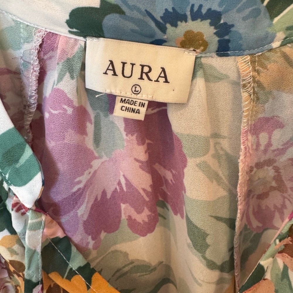 Aura Red Dress Boutique Multicolor Floral Ruffle Blouse - Picture 3 of 12